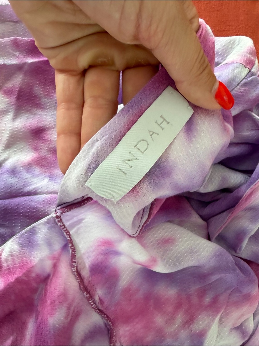 Indah Swan Dress -Lavender Tie-Dye Floral V-Neck Sundress - Picture 5 of 7